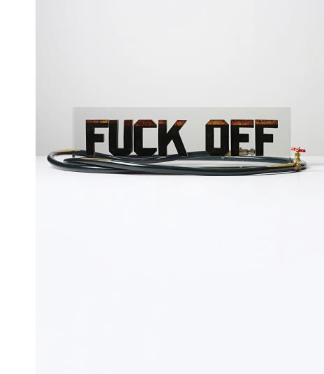 Andrei Molodkin, ‘Fuck Off’, 2009, acrylic resin, crude oil, dimensions variable , acrylic resin block, 22 x 81.7 x 7.2 cm